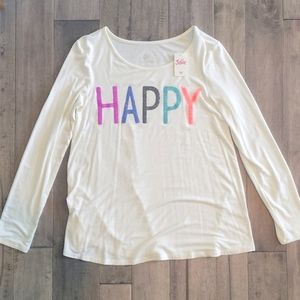 NWT Justice Girls Happy Long Sleeve Shirt - Size 14